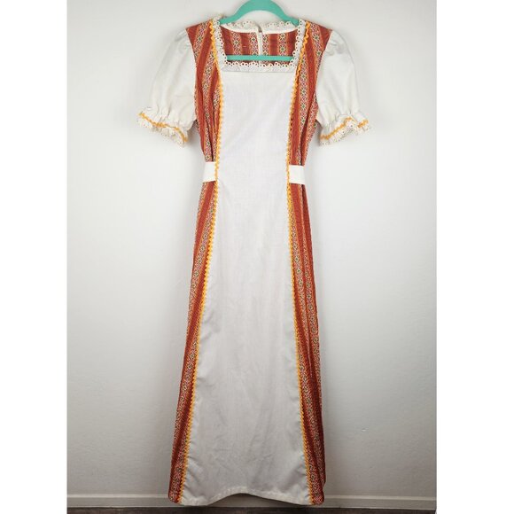 Vintage 70s Prairie Boho Striped Maxi Dress size S? - Picture 2 of 12
